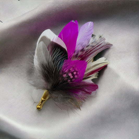 Cerise & Lilac Feather Lapel Pin (CFLP070)