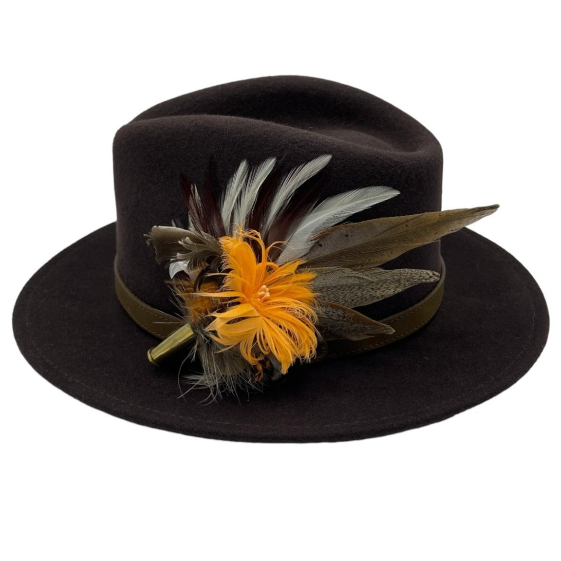 Orange & Natural Feather Hat Pin (CFP522)
