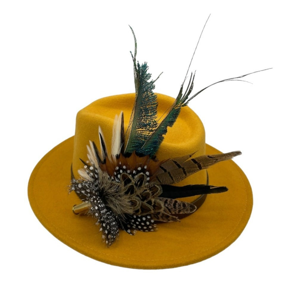 Black. White & Natural Feather Hat Pin (CFP561)