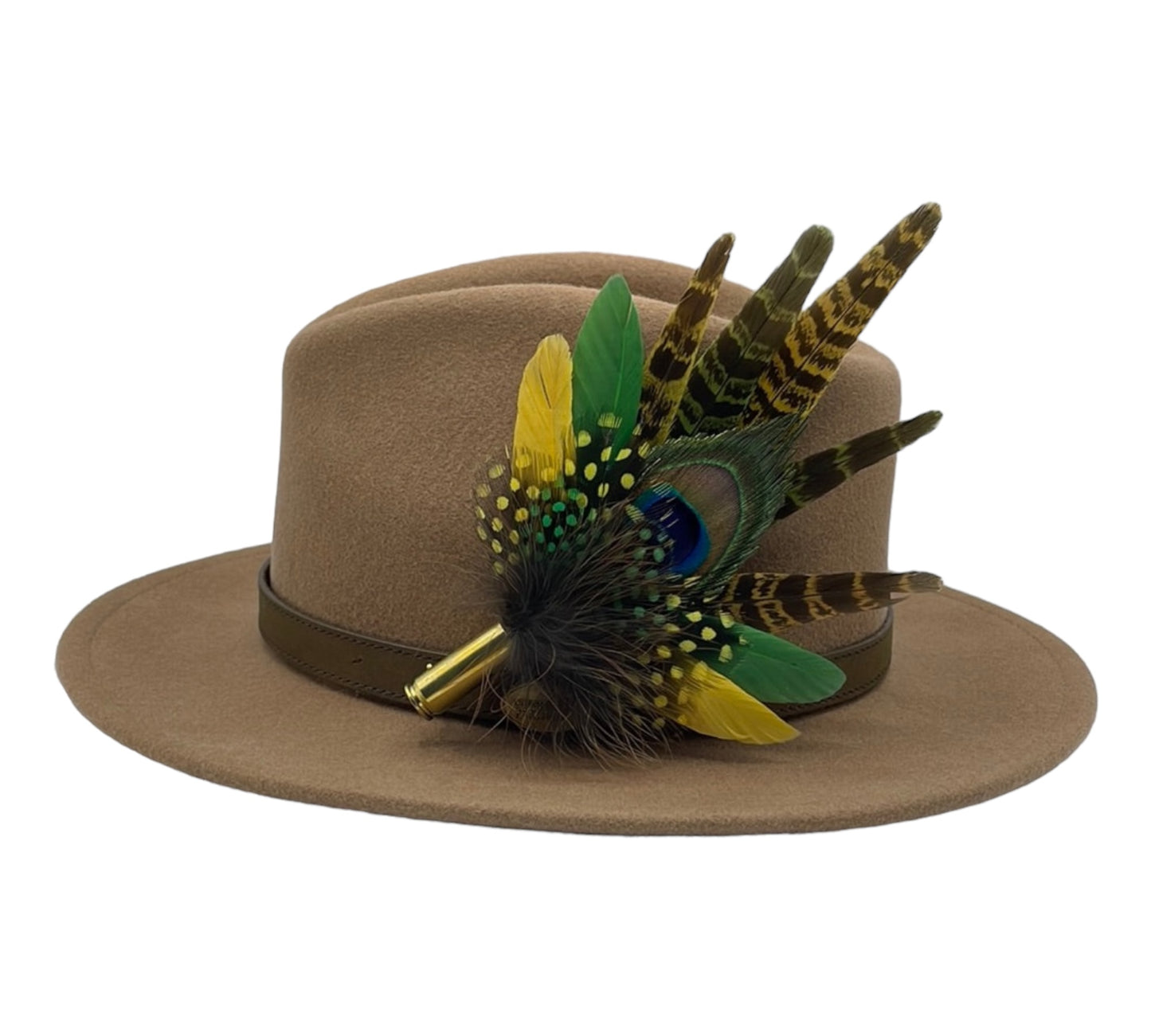 Peacock, Yellow & Green Feather hat Pin (CFP494)