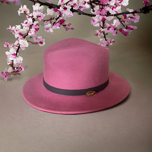 Fedora Raspberry Hat With A Leather Band (CFH61)