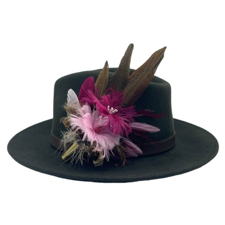 Plum, Pink & Natural Feather Hat Pin (CFP587)