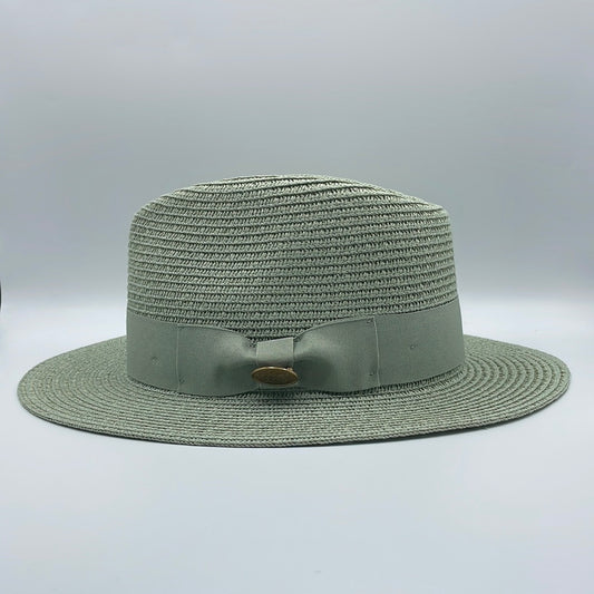 Fedora Pistachio Straw Hat With Matching Ribbon Band
