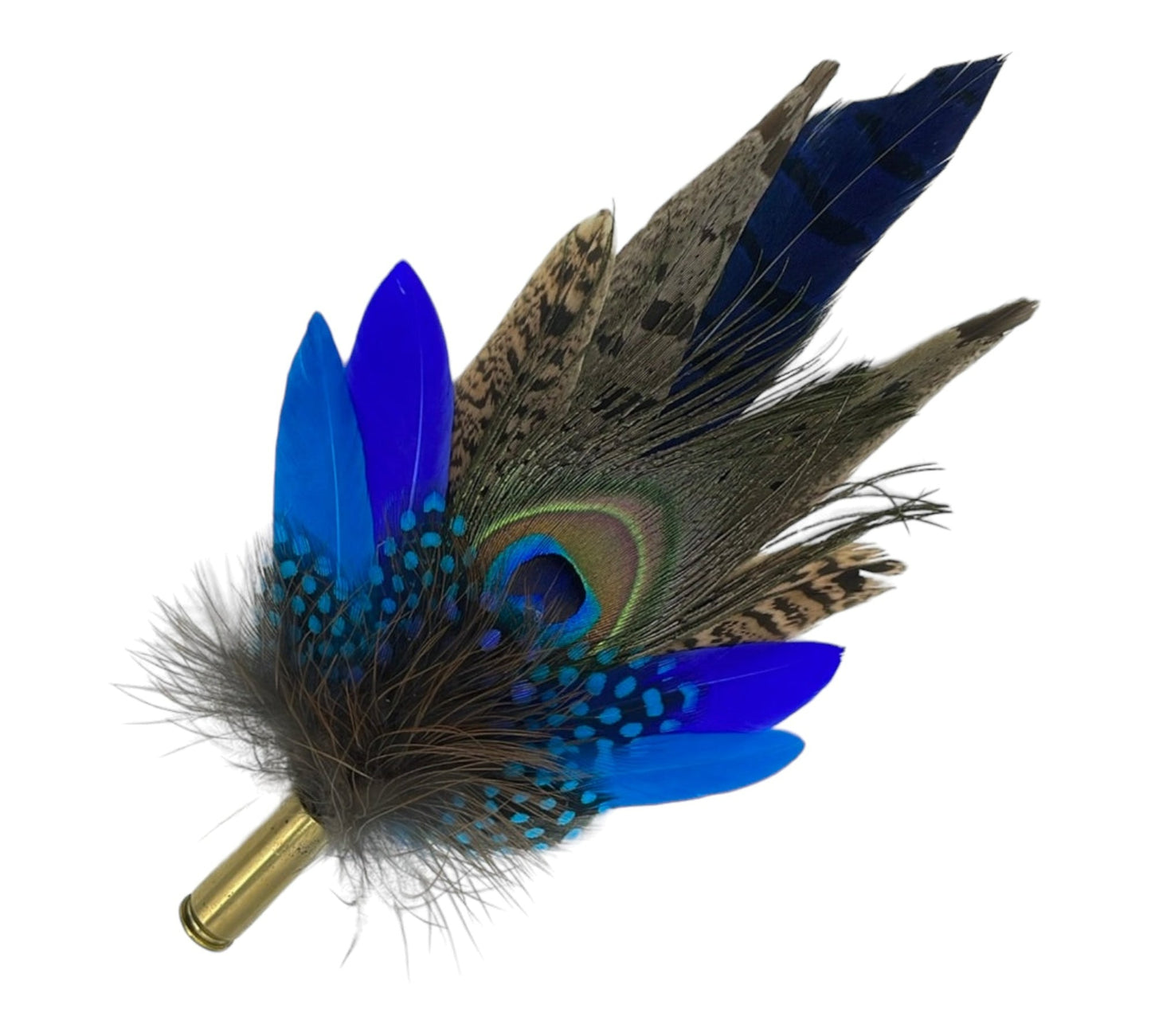 Peacock, Blue & Natural Feather hat Pin (CFP497)