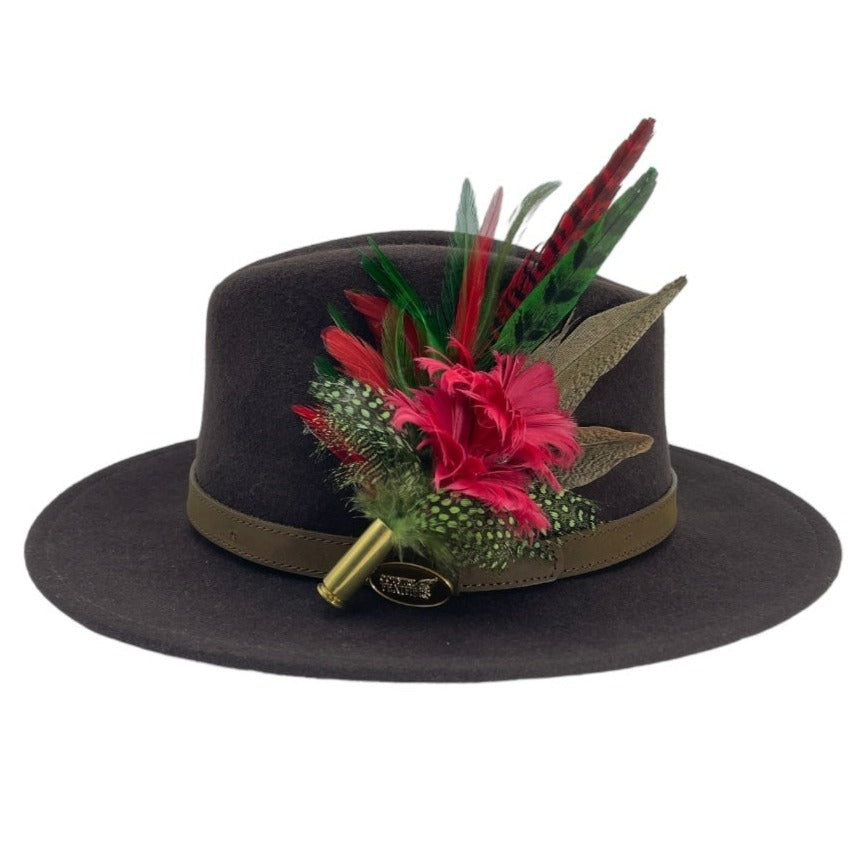 Red & Green Feather Hat Pin (CFP563)