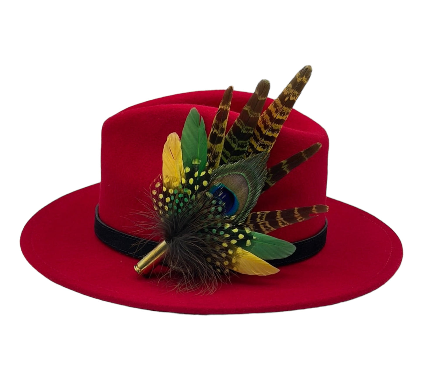 Peacock, Yellow & Green Feather hat Pin (CFP494)