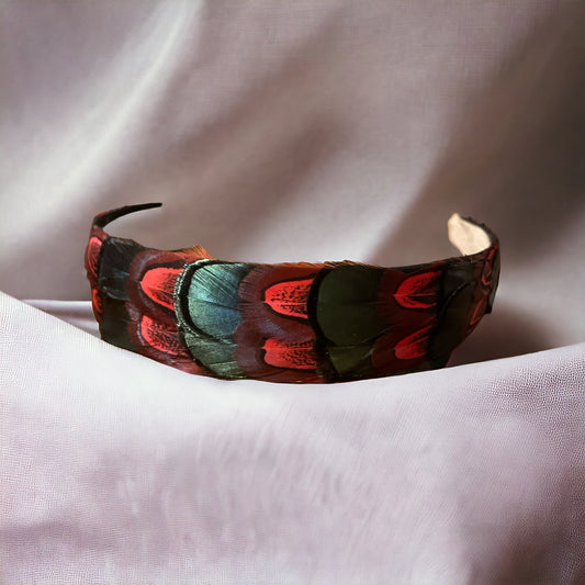Teal & Red Feather Hairband (CFHB3026)