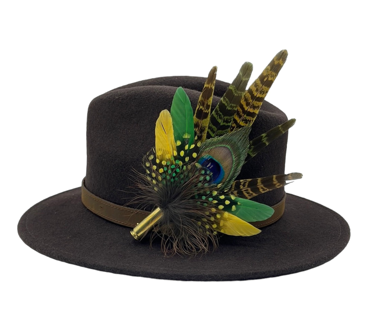 Peacock, Yellow & Green Feather hat Pin (CFP494)
