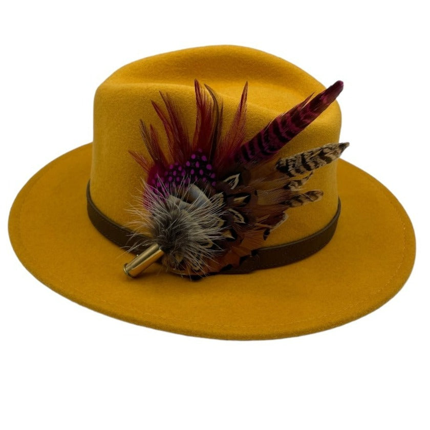 Cerise Pink & Natural Feather Hat Pin (CFP554)