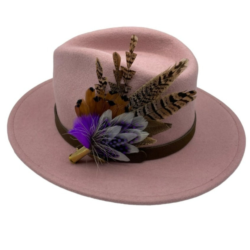 Purple & Natural Feather Hat Pin (CFP562)