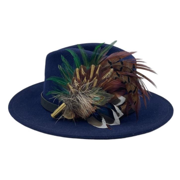 Peacock, Green & Natural Feather Hat Pin (CFP611)
