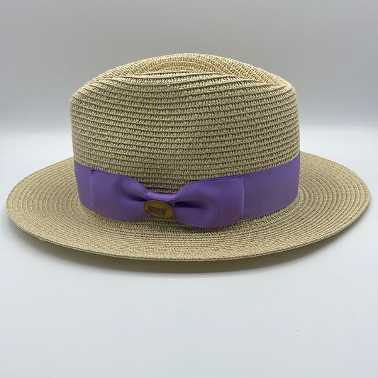 Fedora Natural Straw Hat With Lilac Band