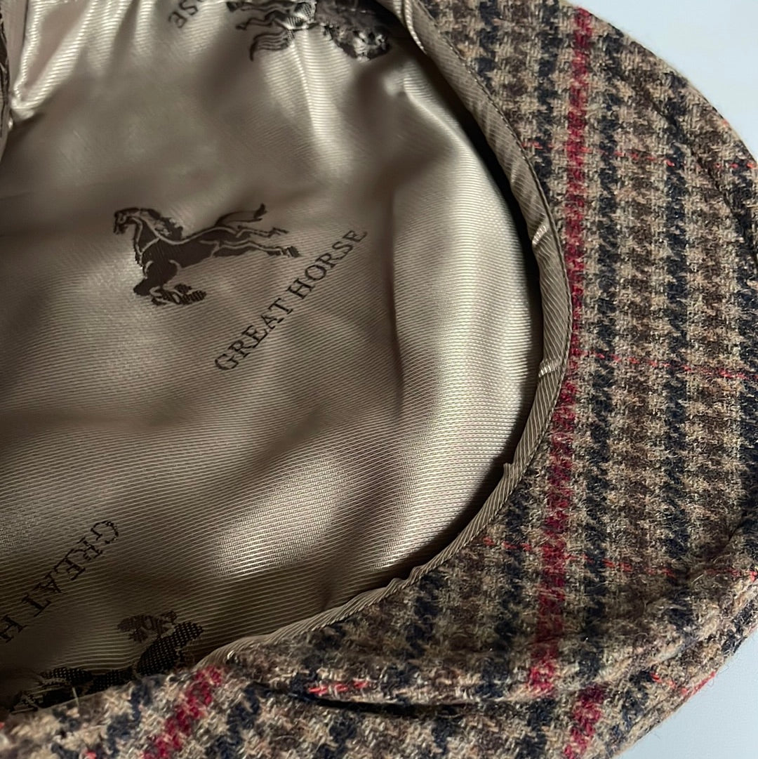 Brown Wool Mix Tweed Flat Cap With Warm Tones