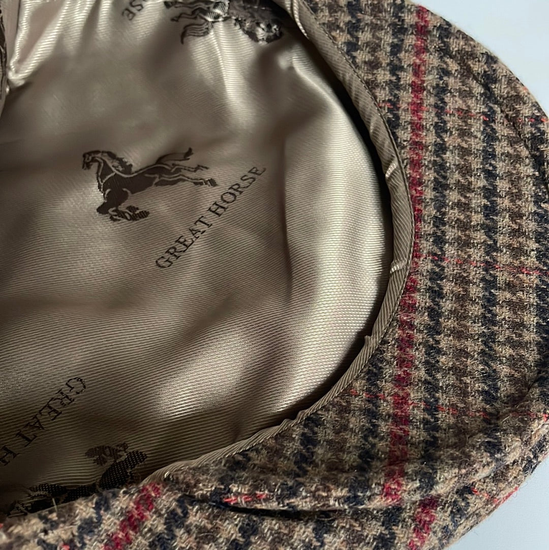 Brown Wool Mix Tweed Flat Cap With Warm Tones (CFFC7002)