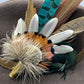 Teal, Gold & White Feather Pin (CFP082) - Reduced Ex-Display