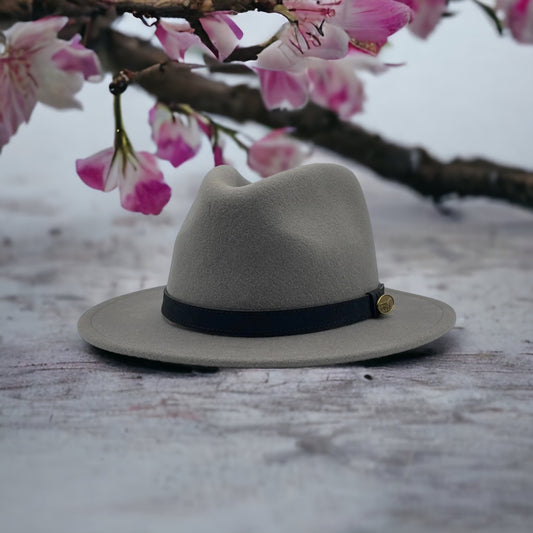 Fedora Grey Hat With Black Leather Band