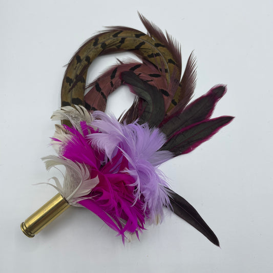Cerise, Lilac, Wine & Natural Feather Hat Pin (CFP241)