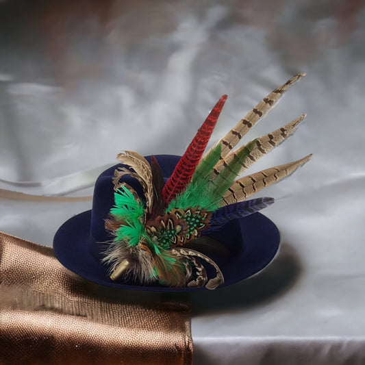Green, Red, Blue & Natural Feather Pin (CFP003) - Reduced Ex-Display