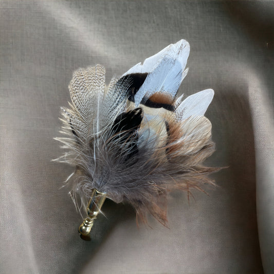 Duck, Pheasant & Partridge Feather Gold Lapel Pin (CFLP043)