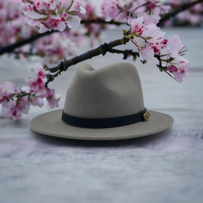 Fedora Grey Hat With Black Leather Band
